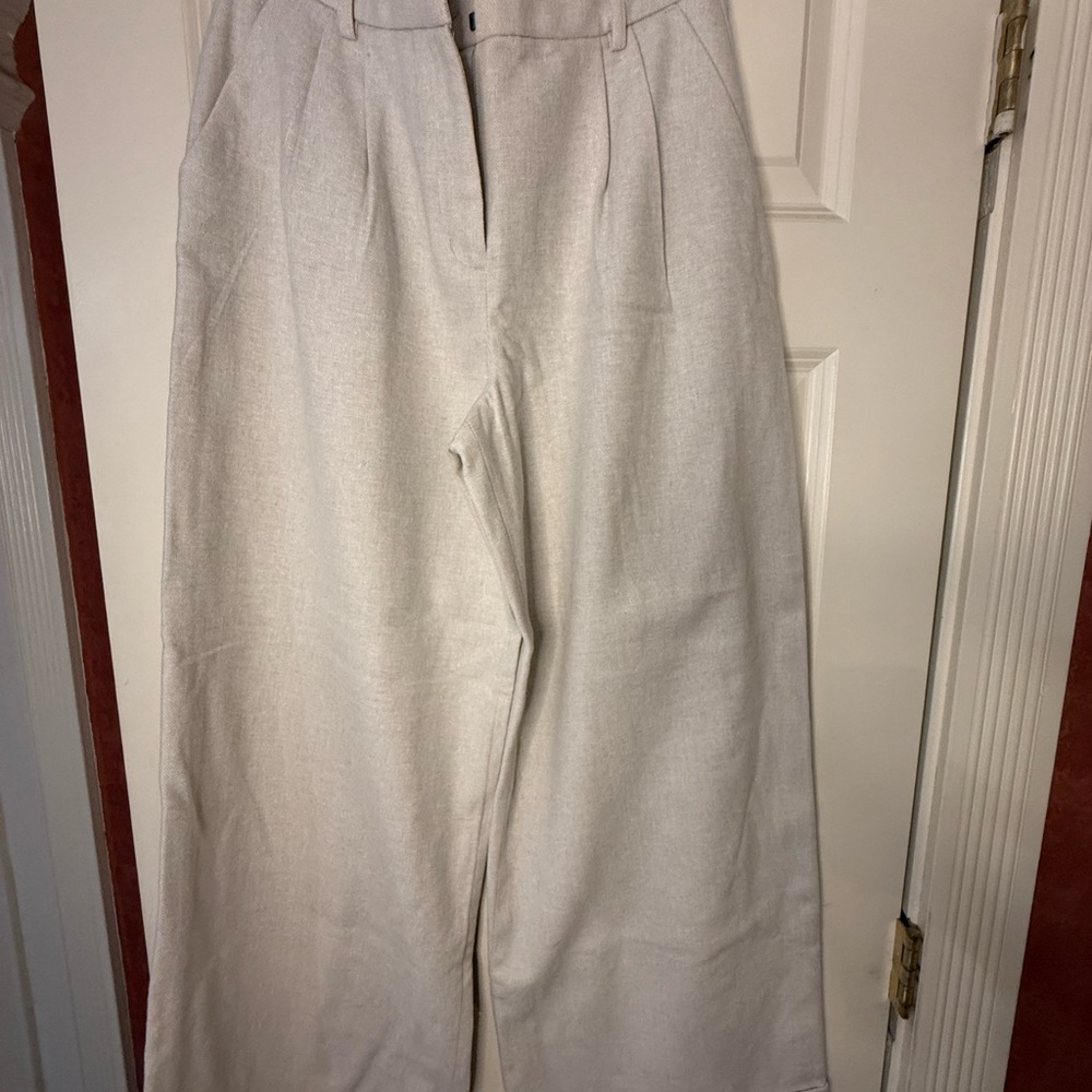 Women’s Casual Wide-Leg Pants in Light Beige